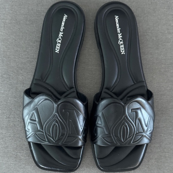 Alexander McQueen Shoes - Alexander McQueen Embossed Black Sandals